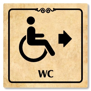 WC invalidé vpravo, 118x118mm, pergamen, Texas